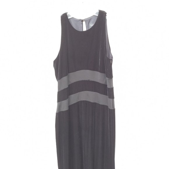 90s Vintage Minimalist Black Velvet Column Maxi Evening Gown Holiday NYE Event M - Picture 4 of 16